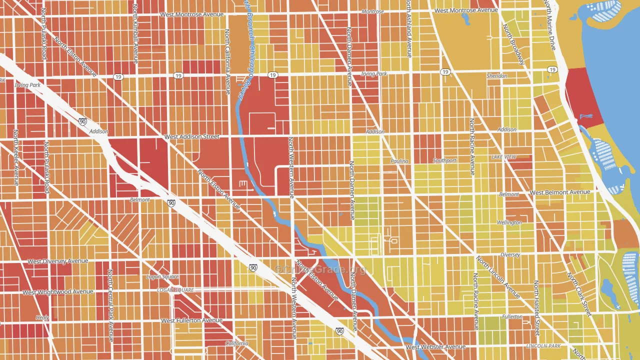 Bricktown, Chicago, IL Map of Vehicle Theft Rates