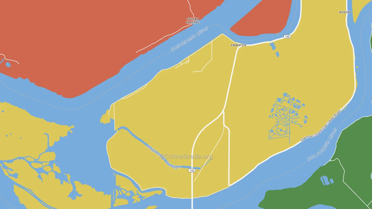Bridgehead, CA Map of Vehicle Theft Rates