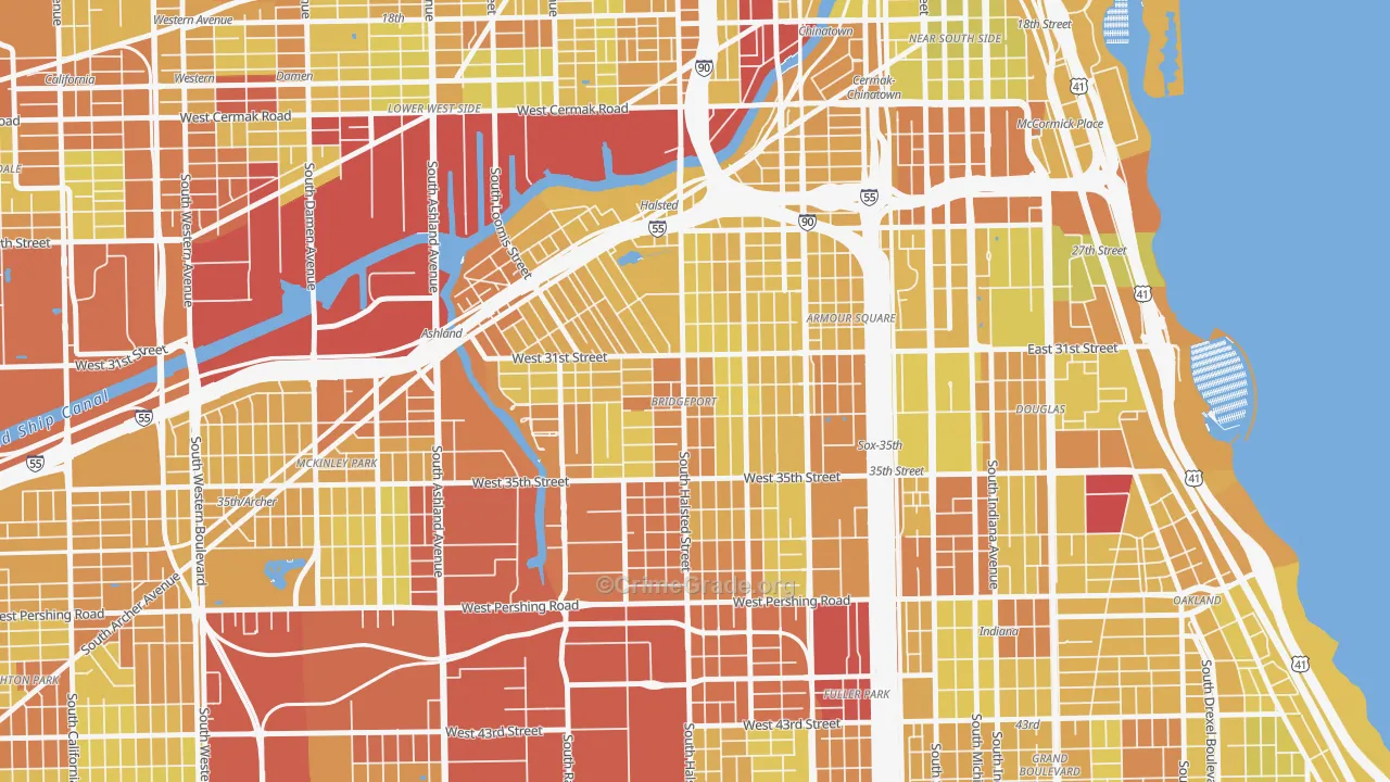 Bridgeport, Chicago, IL Map of Vehicle Theft Rates