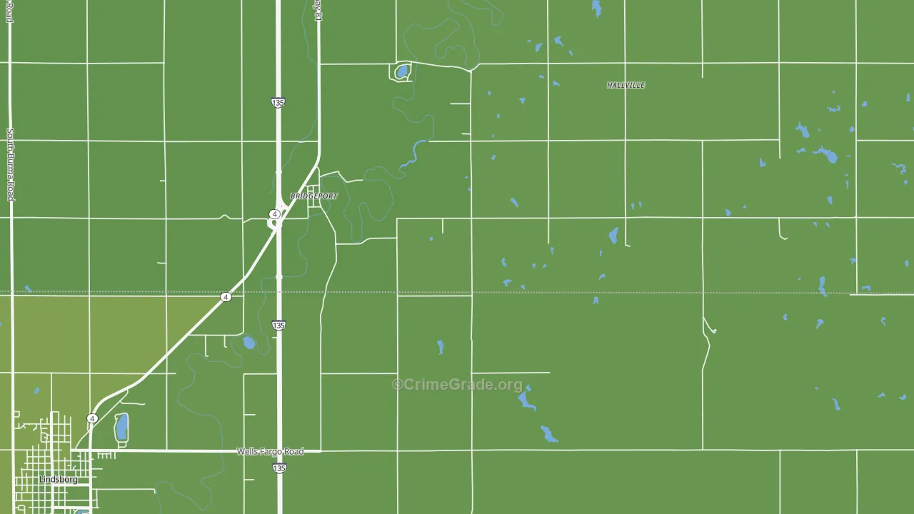 Bridgeport, KS Map of Vehicle Theft Rates