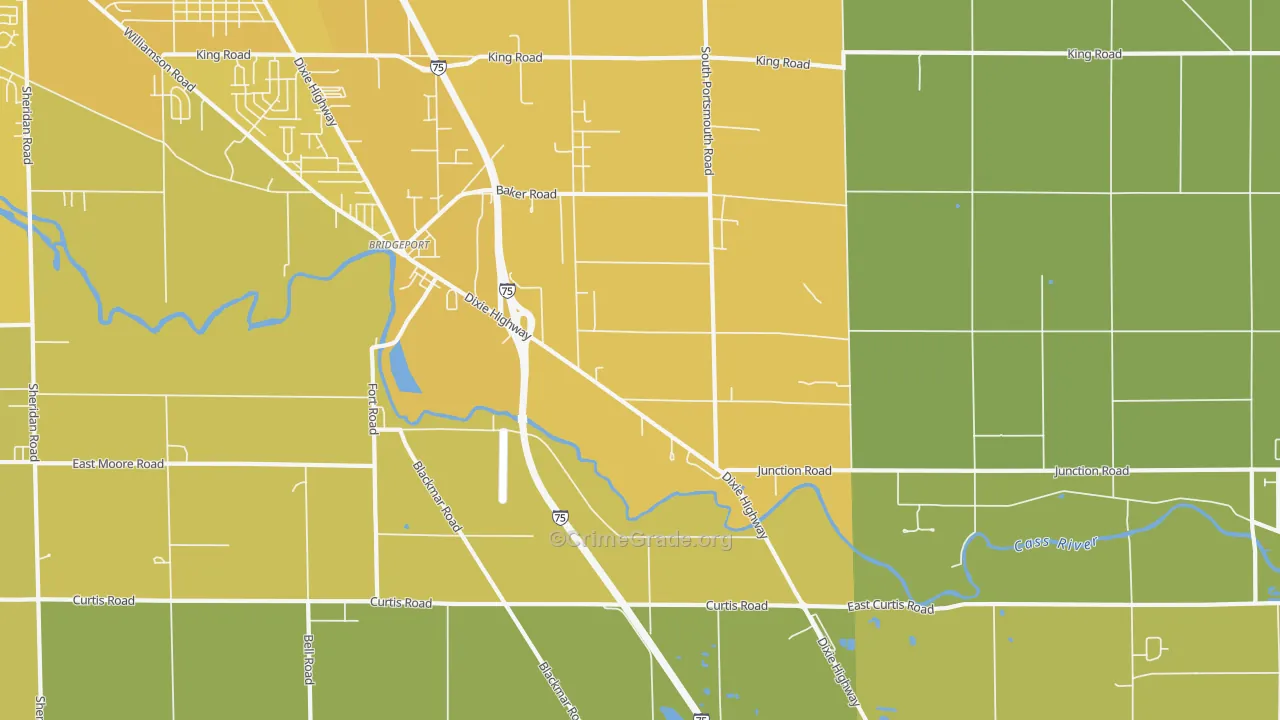 Bridgeport, MI Map of Vehicle Theft Rates
