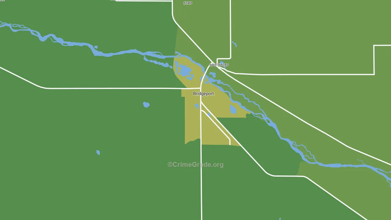 Bridgeport, NE Map of Vehicle Theft Rates