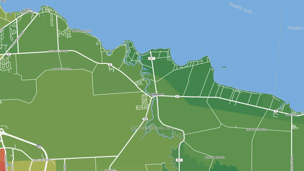 Bridgeport, NY Map of Vehicle Theft Rates
