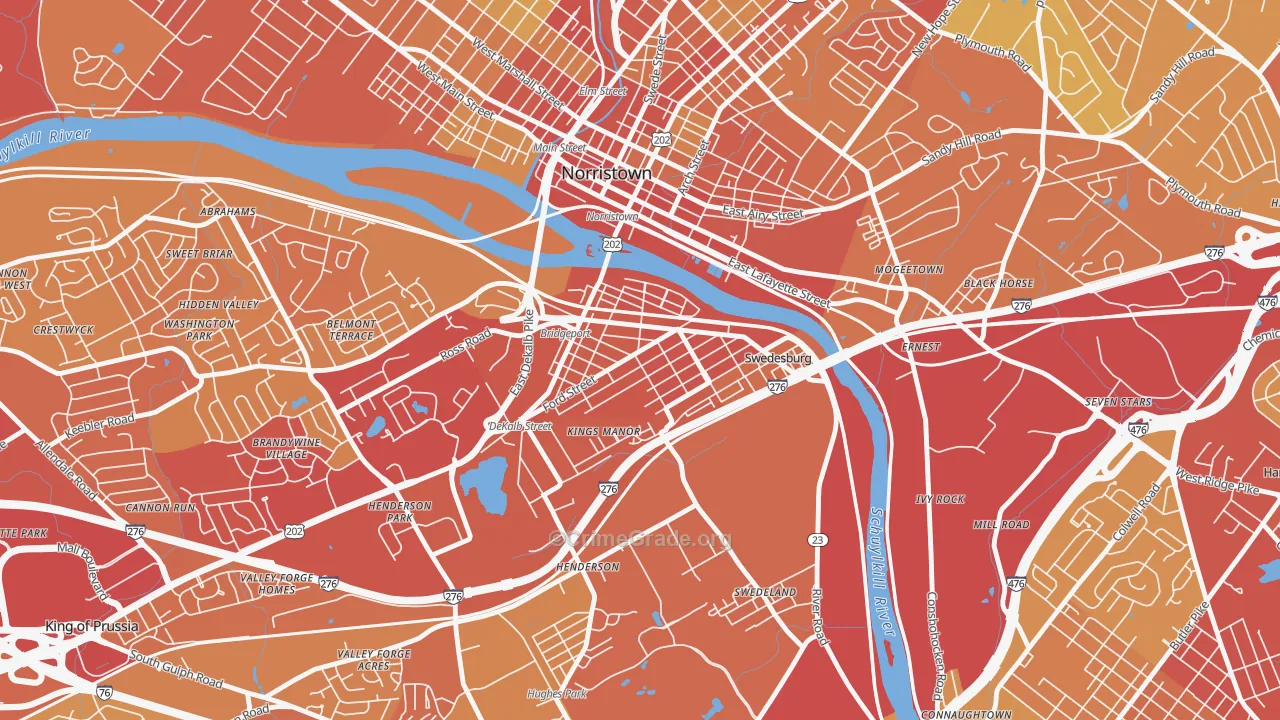 Bridgeport, PA Map of Vehicle Theft Rates