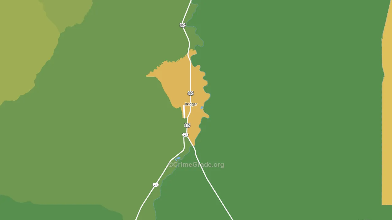 Bridger, MT Map of Vehicle Theft Rates