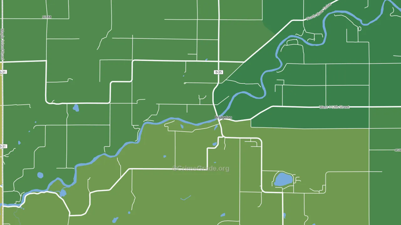 Bridgeton, MI Map of Vehicle Theft Rates