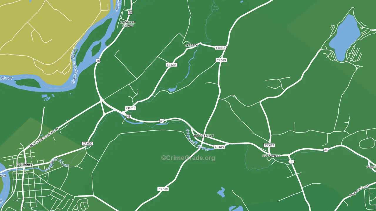 Bridgeville, NJ Map of Vehicle Theft Rates