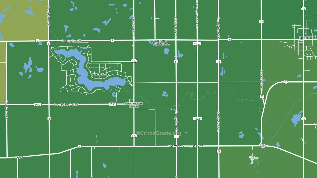 Bridgewater Center, OH Map of Vehicle Theft Rates