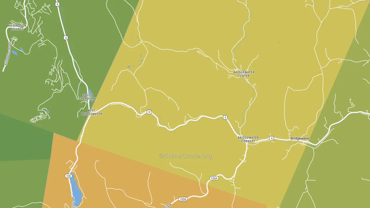 Bridgewater Corners, VT Map of Vehicle Theft Rates