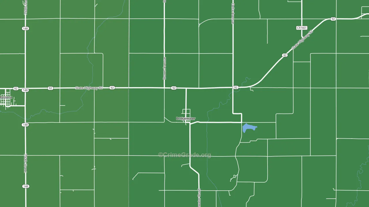 Bridgewater, IA Map of Vehicle Theft Rates