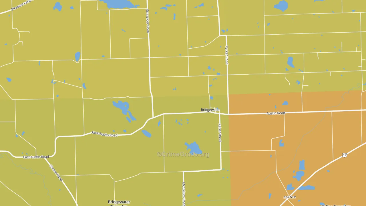 Bridgewater, MI Map of Vehicle Theft Rates