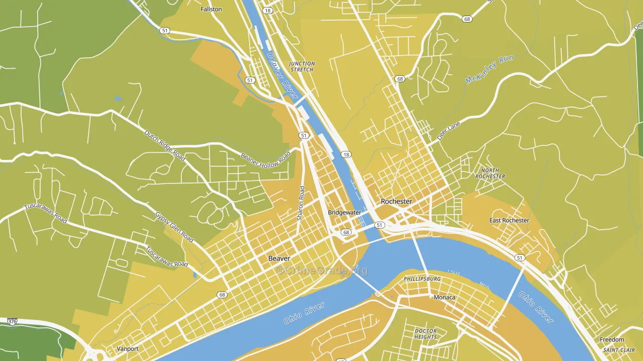 Bridgewater, PA Map of Vehicle Theft Rates