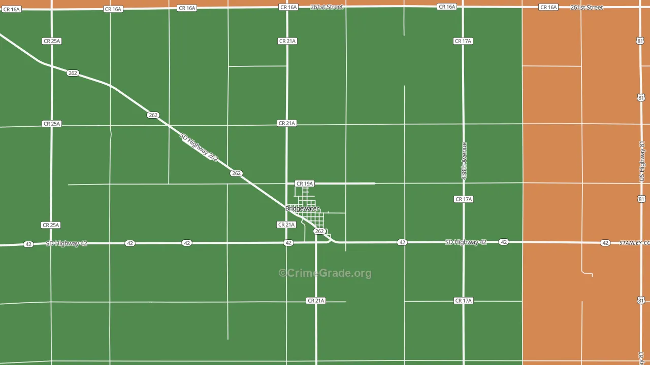 Bridgewater, SD Map of Vehicle Theft Rates