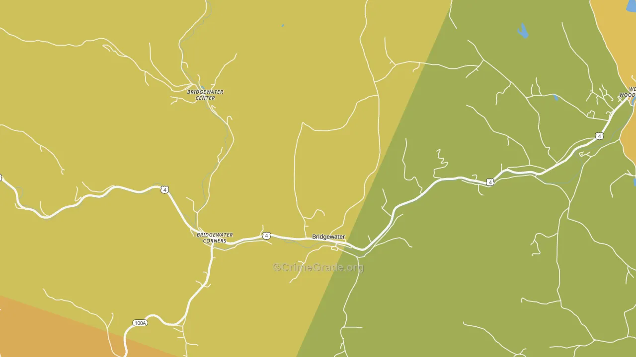 Bridgewater, VT Map of Vehicle Theft Rates