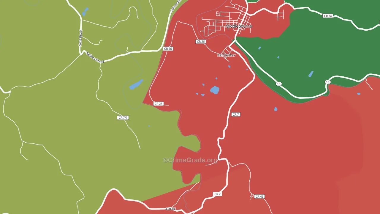 Bridgeway, WV Map of Vehicle Theft Rates