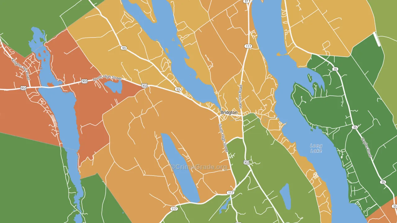 Bridgton, ME Map of Vehicle Theft Rates