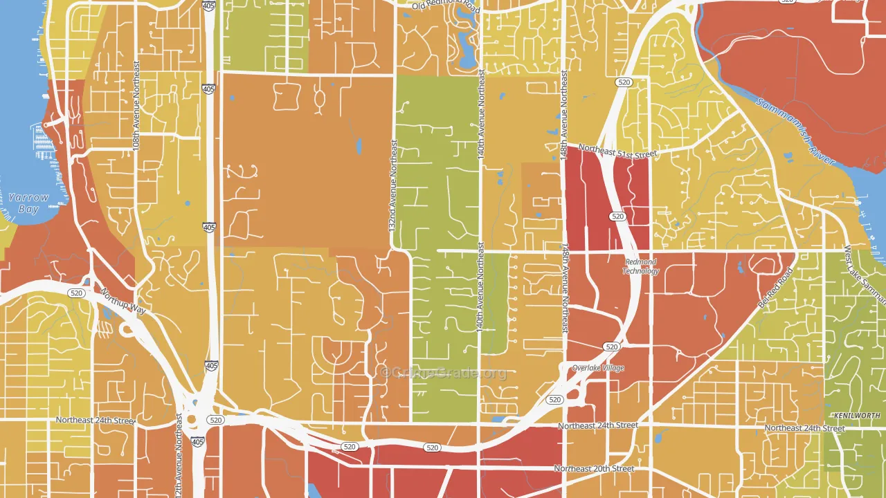 Bridle Trails, Bellevue, WA Map of Vehicle Theft Rates
