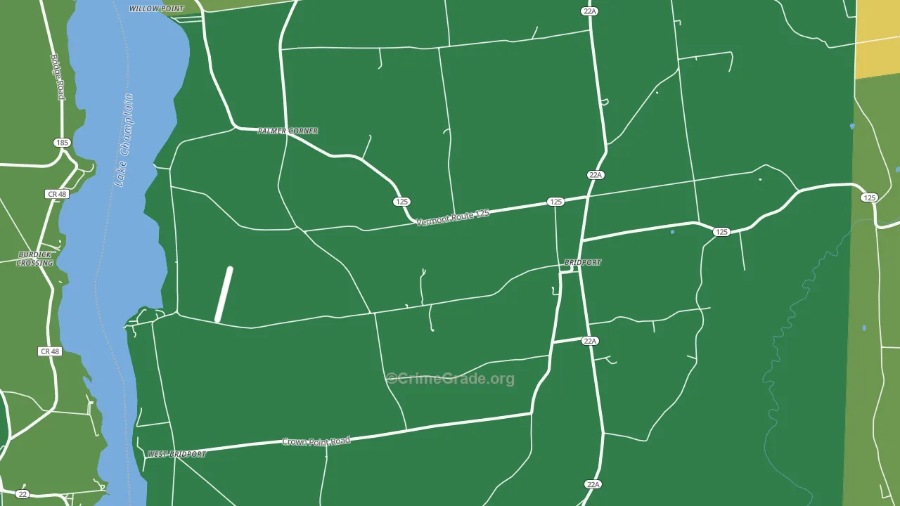Bridport, VT Map of Vehicle Theft Rates