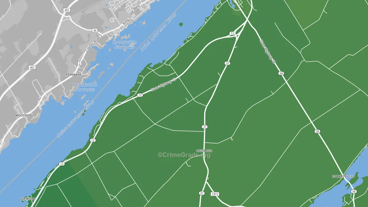 Brier Hill, NY Map of Vehicle Theft Rates