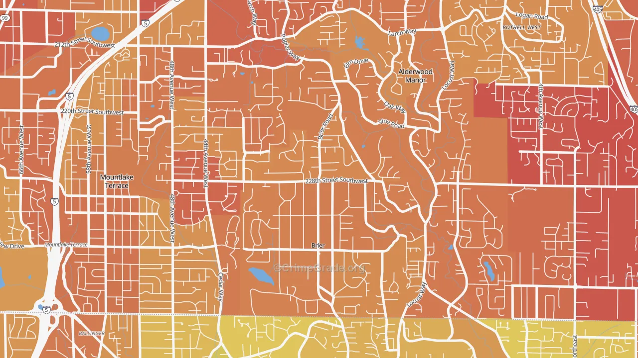 Brier, WA Map of Vehicle Theft Rates