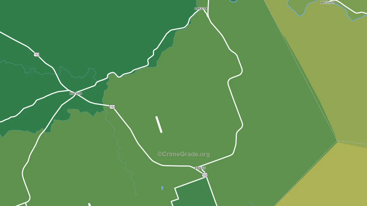 Briggs, TX Map of Vehicle Theft Rates