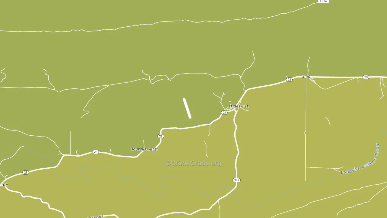 Briggsville, AR Map of Vehicle Theft Rates
