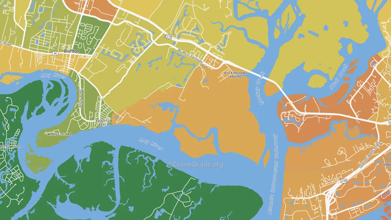 Brighton Beach, SC Map of Vehicle Theft Rates