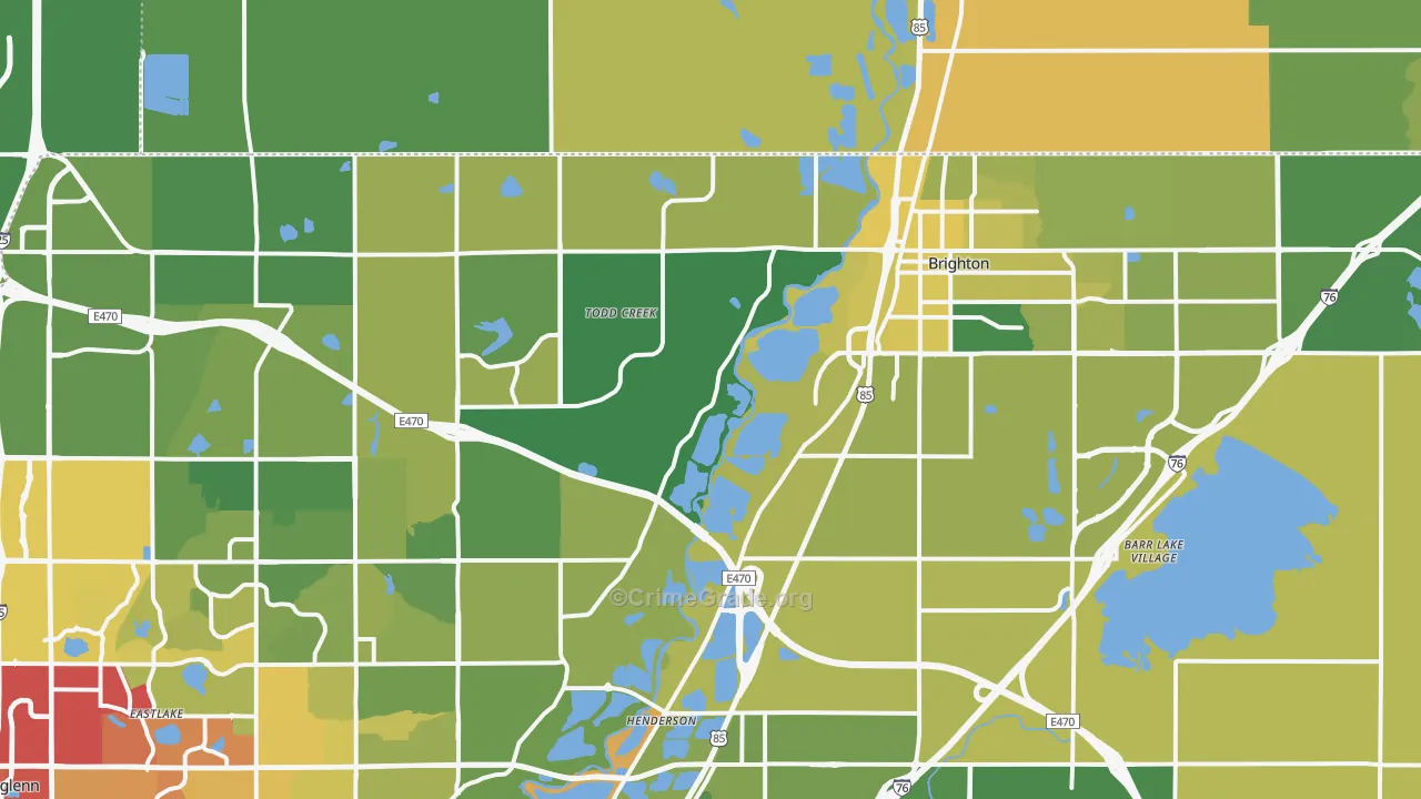 Brighton, CO Map of Vehicle Theft Rates