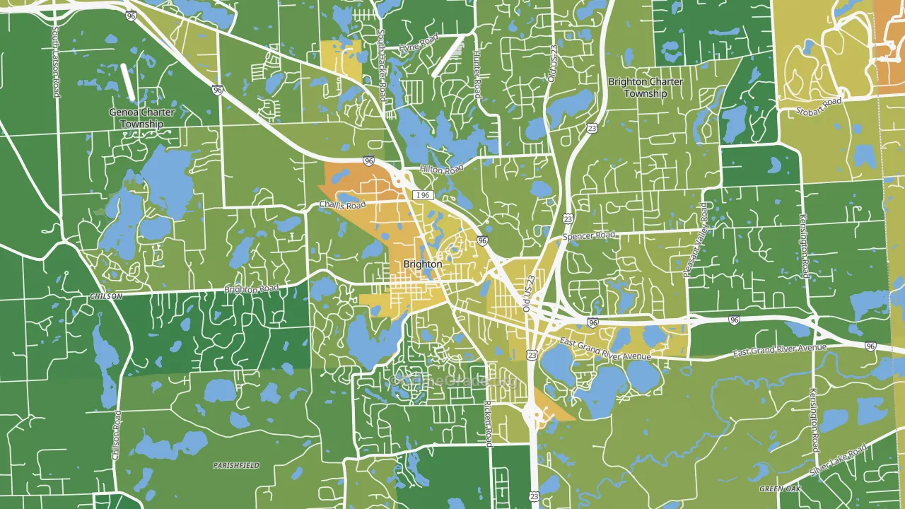 Brighton, MI Map of Vehicle Theft Rates