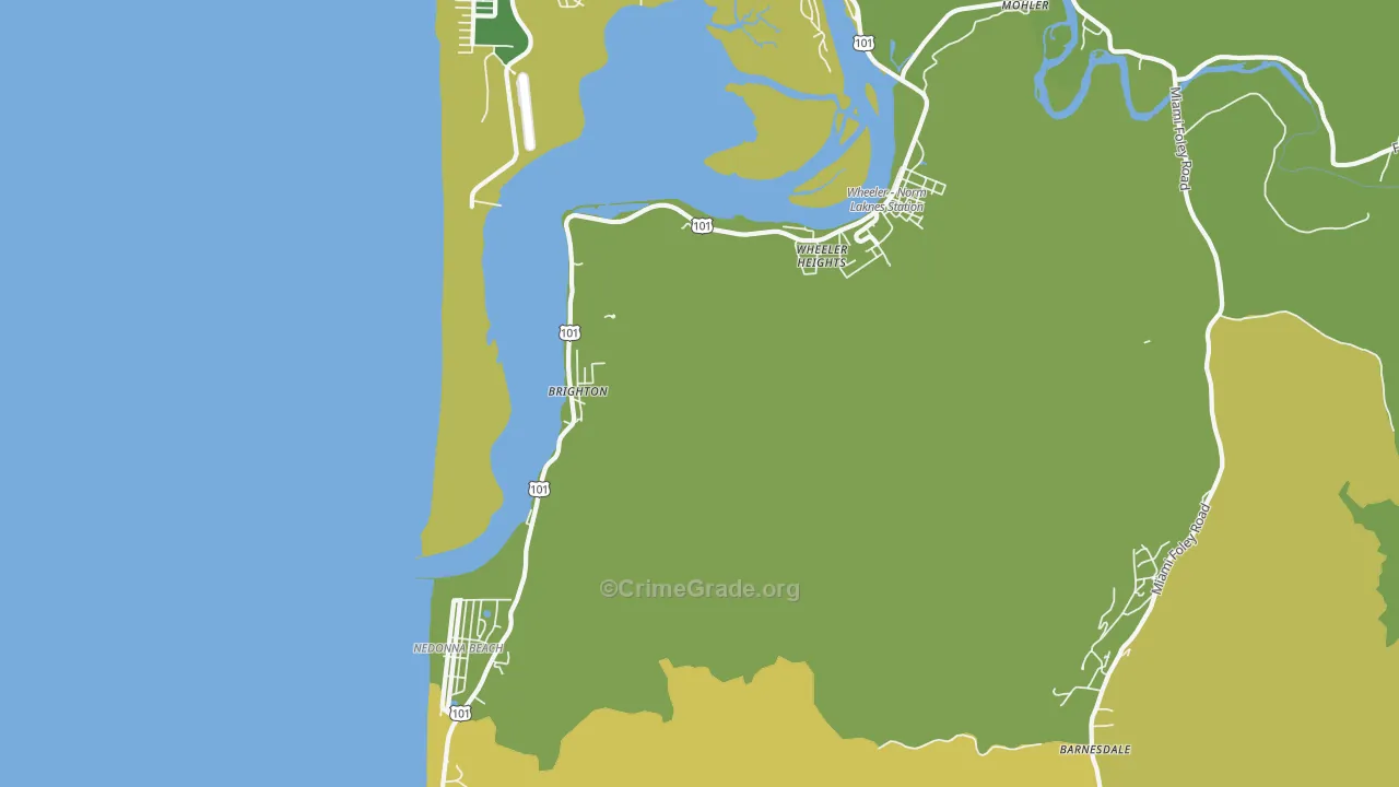 Brighton, OR Map of Vehicle Theft Rates
