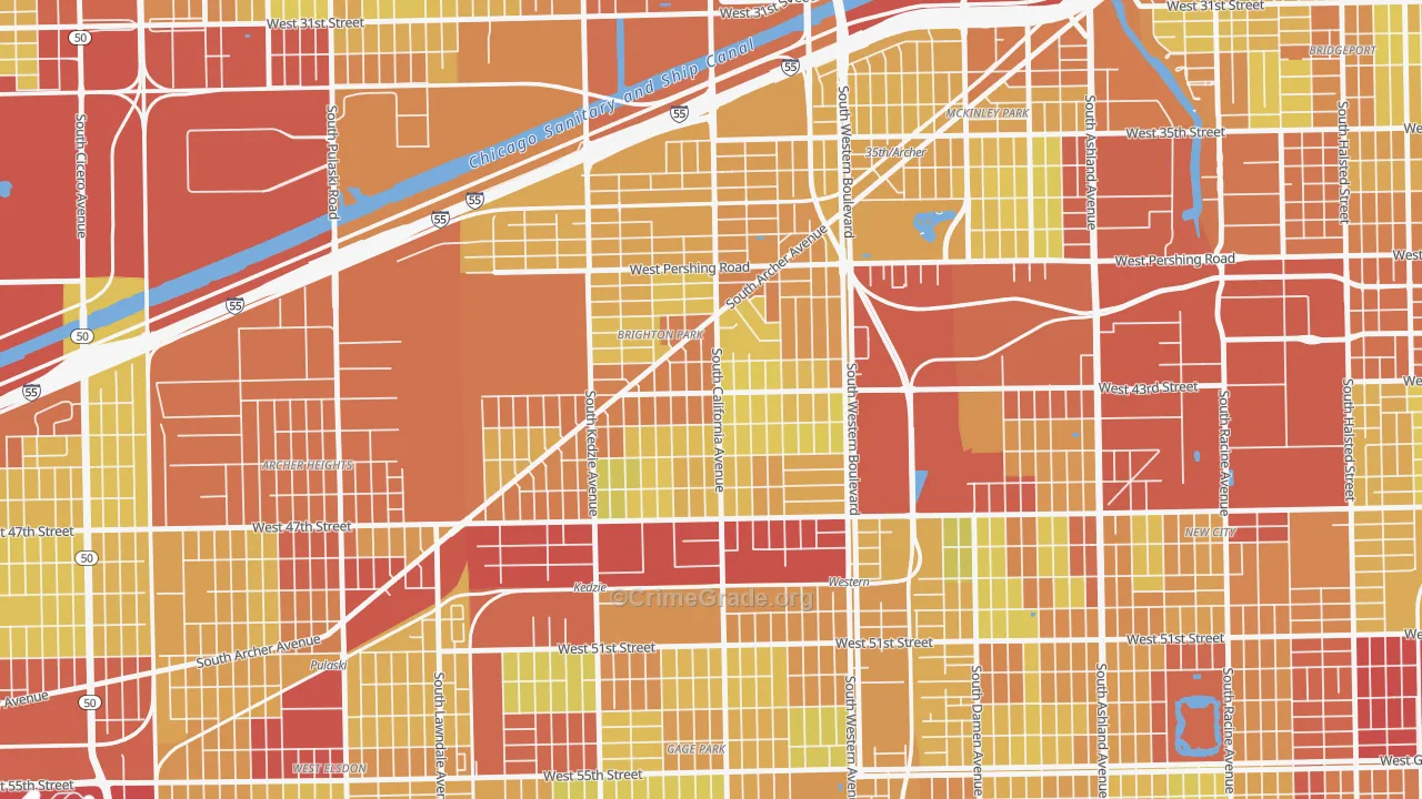 Brighton Park, Chicago, IL Map of Vehicle Theft Rates