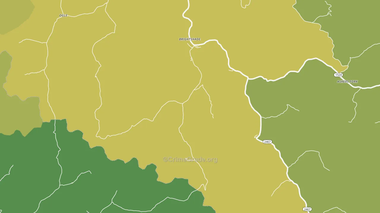 Brightshade, KY Map of Vehicle Theft Rates