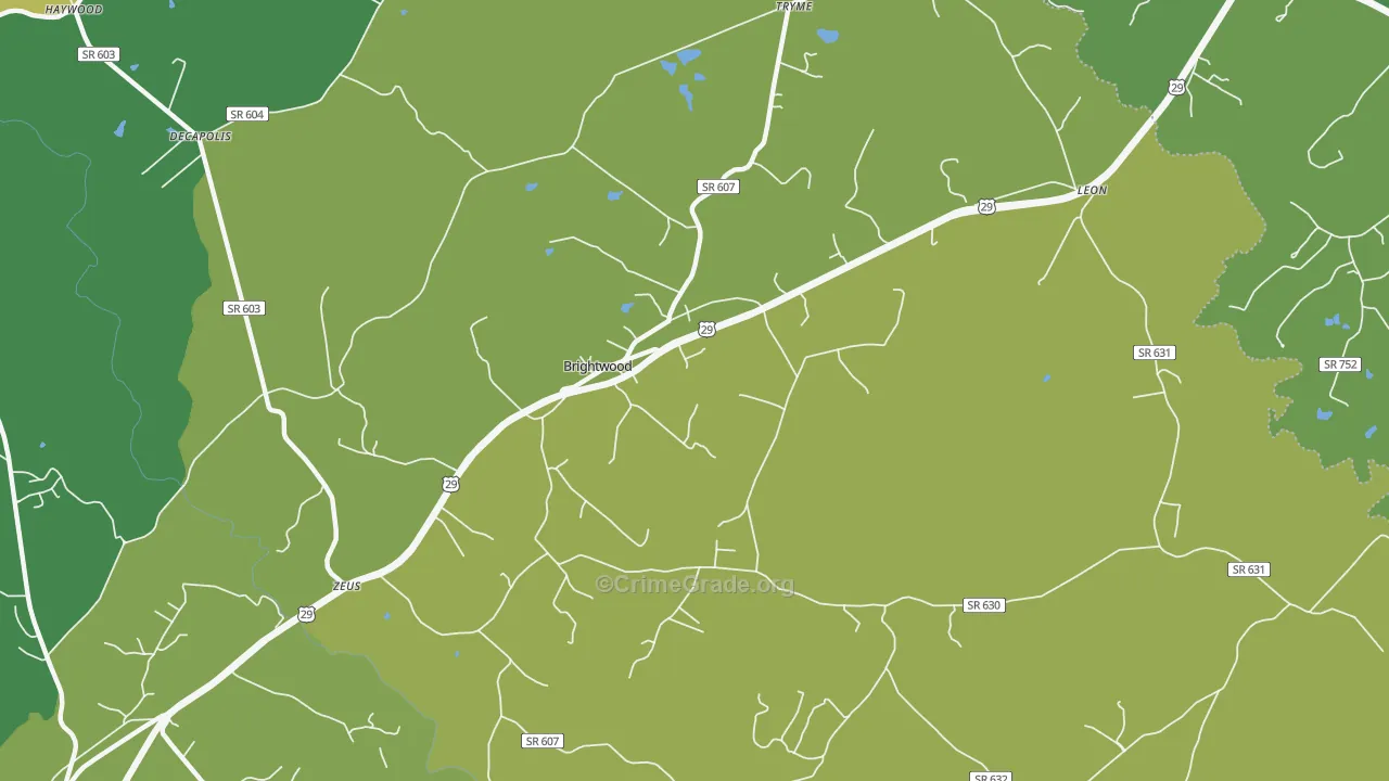 Brightwood, VA Map of Vehicle Theft Rates