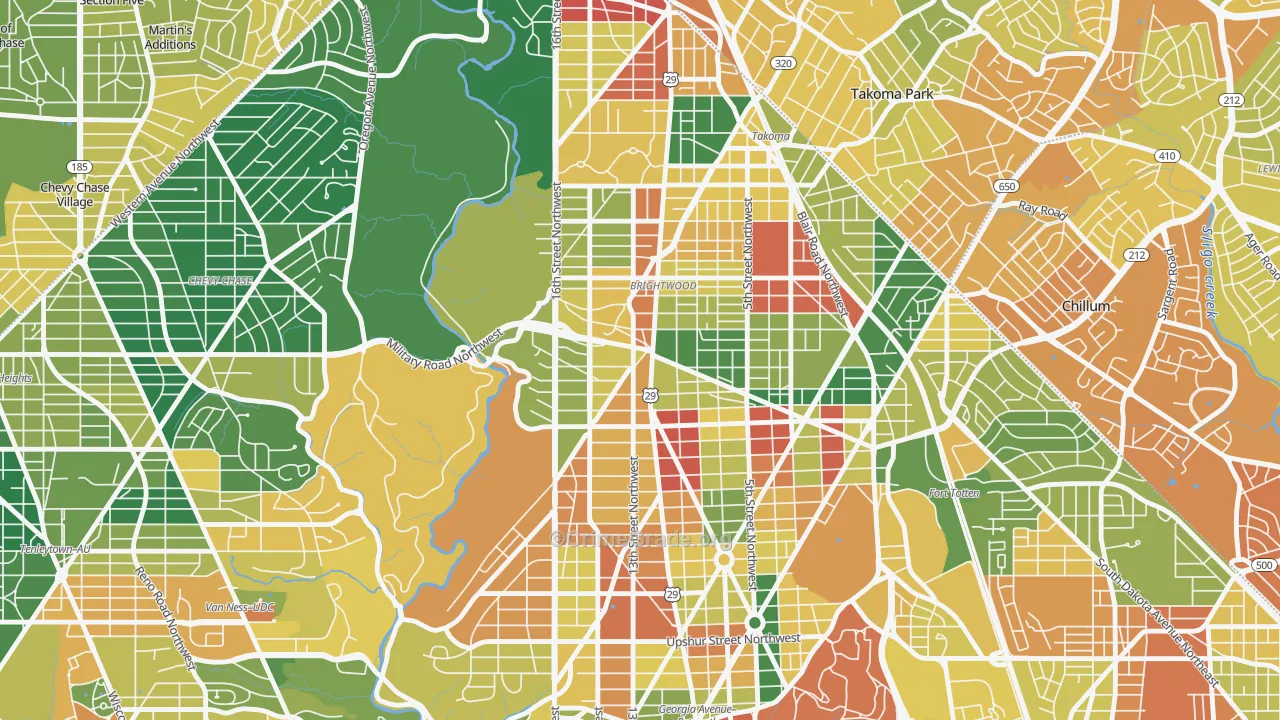 Brightwood, Washington, DC Map of Vehicle Theft Rates