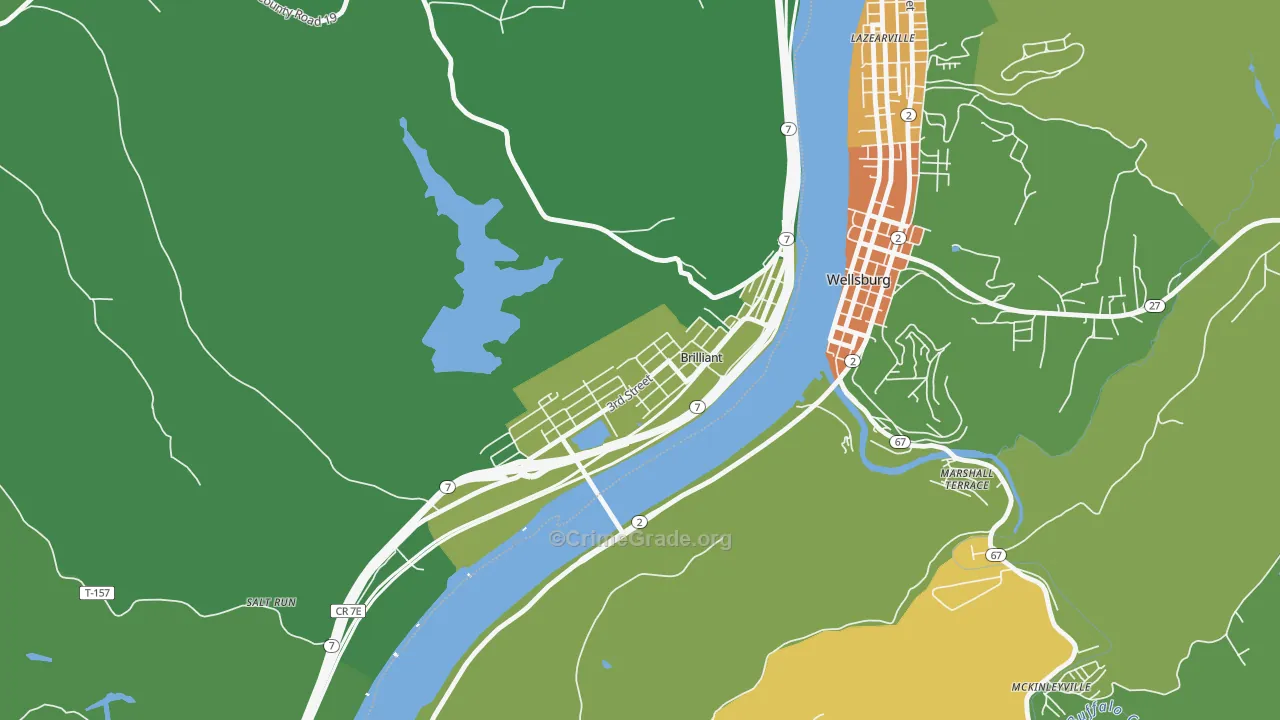 Brilliant, OH Map of Vehicle Theft Rates