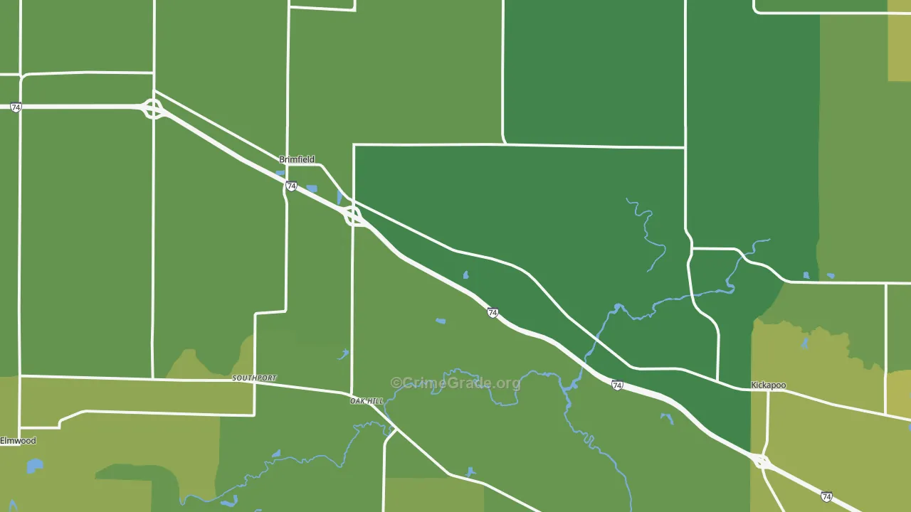 Brimfield, IL Map of Vehicle Theft Rates
