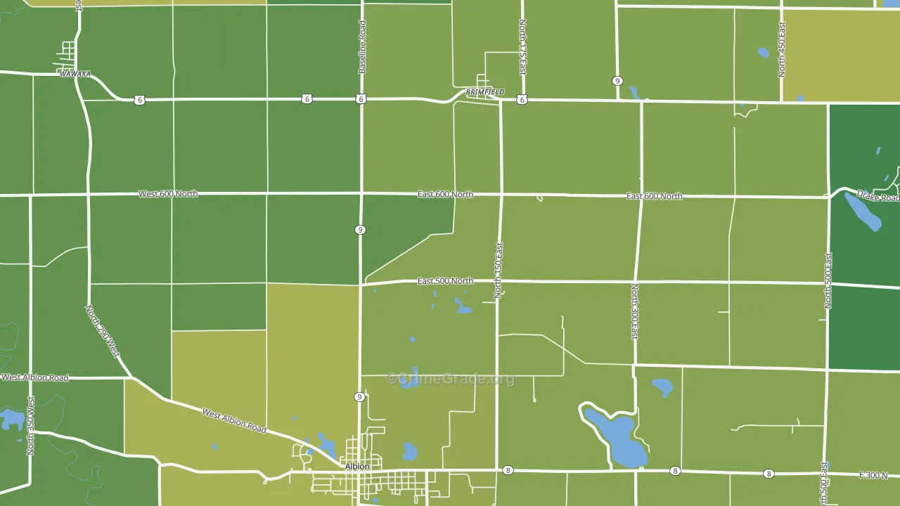 Brimfield, IN Map of Vehicle Theft Rates