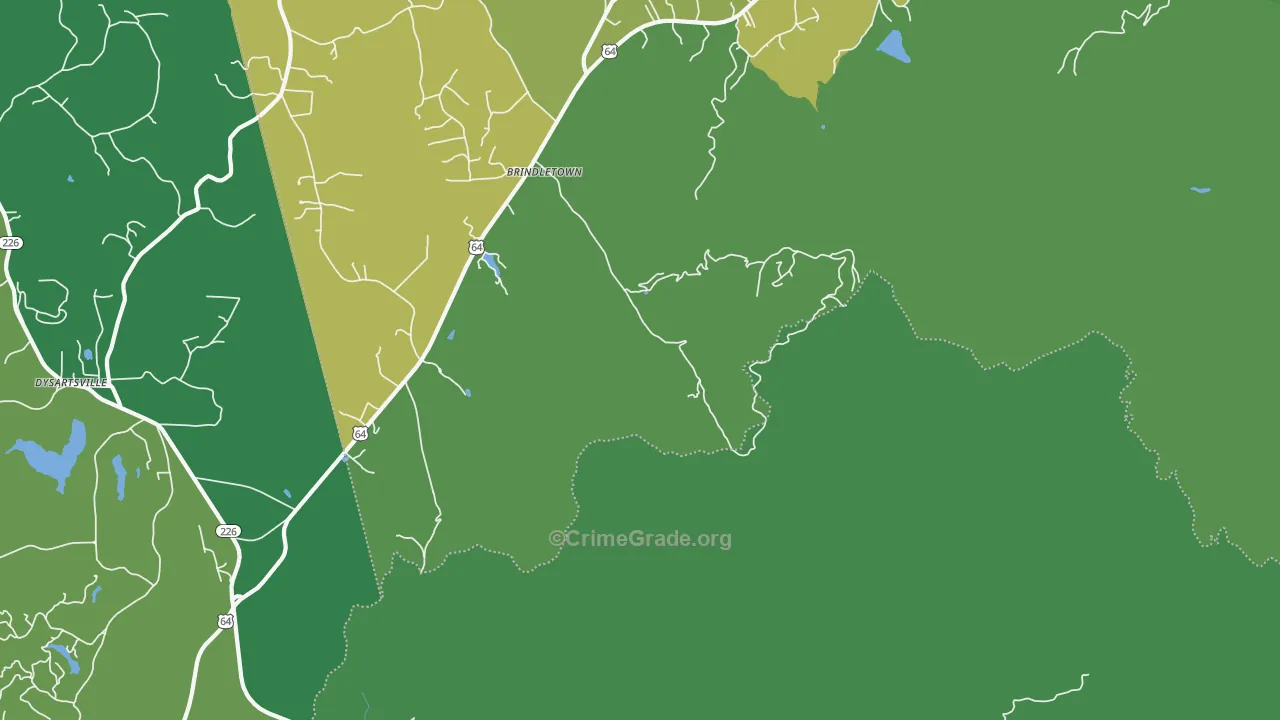 Brindle Town, NC Map of Vehicle Theft Rates