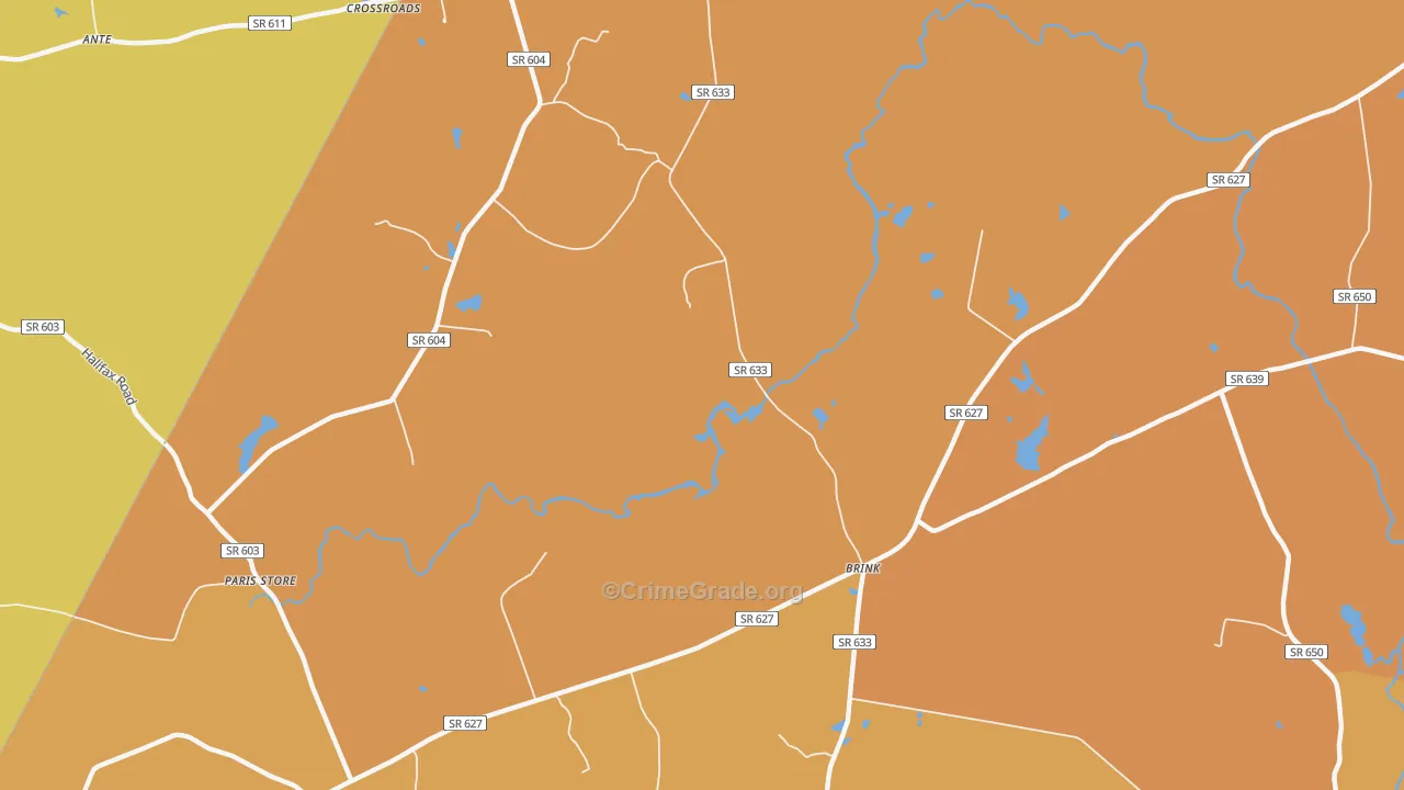 Brink, VA Map of Vehicle Theft Rates