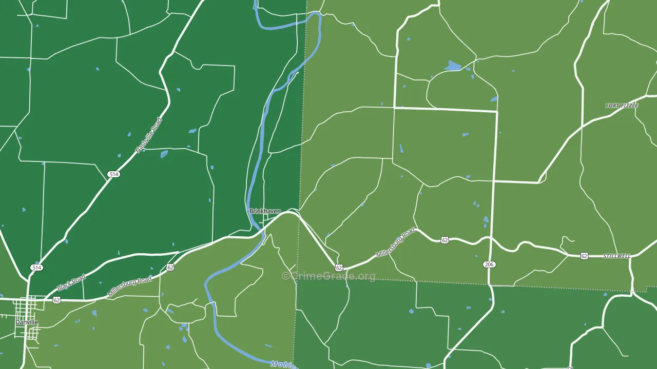 Brinkhaven, OH Map of Vehicle Theft Rates