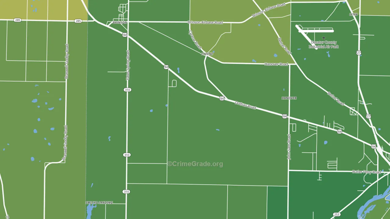 Brinson, GA Map of Vehicle Theft Rates