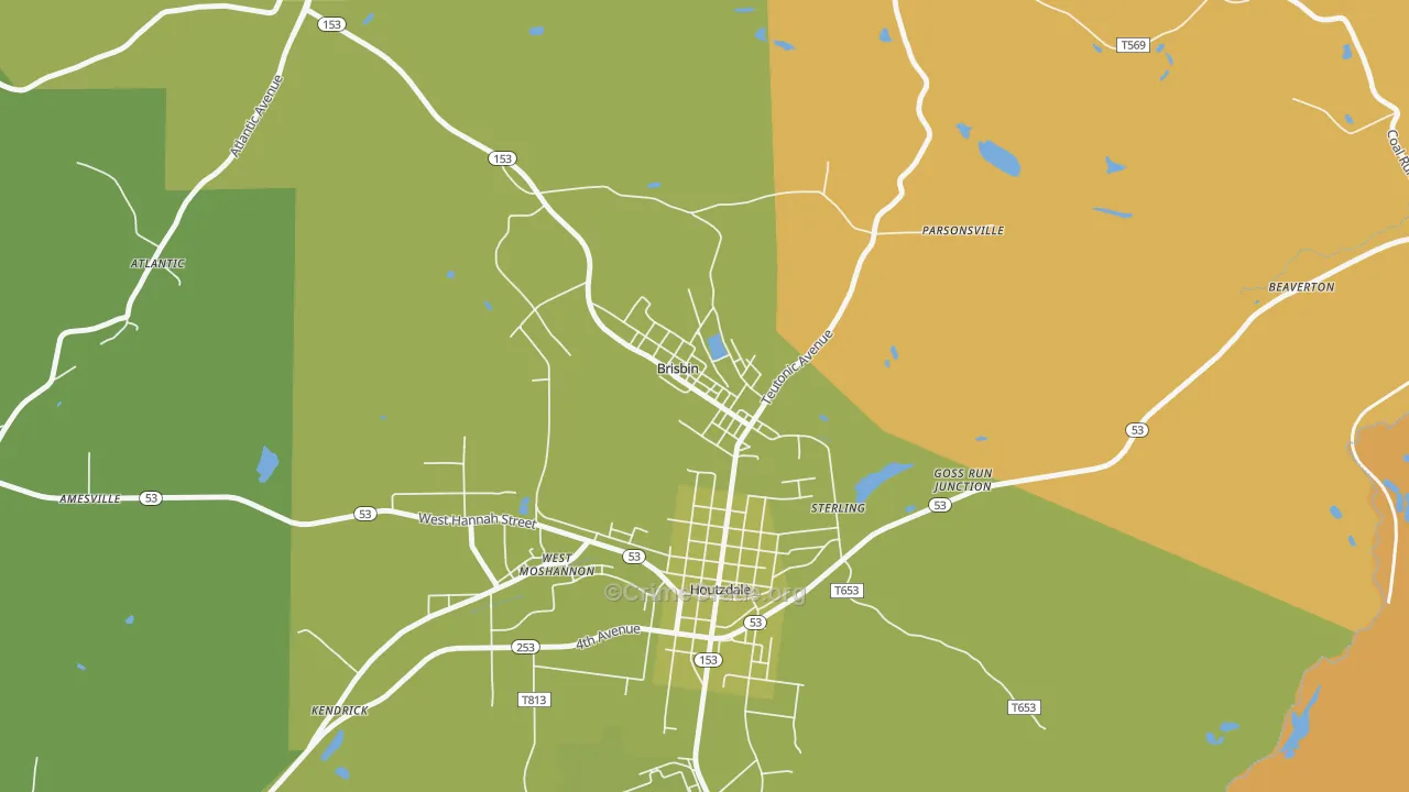 Brisbin, PA Map of Vehicle Theft Rates