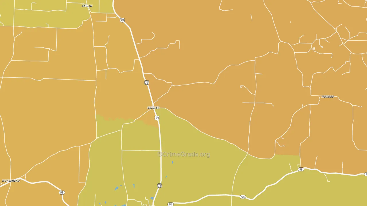 Brister, AR Map of Vehicle Theft Rates