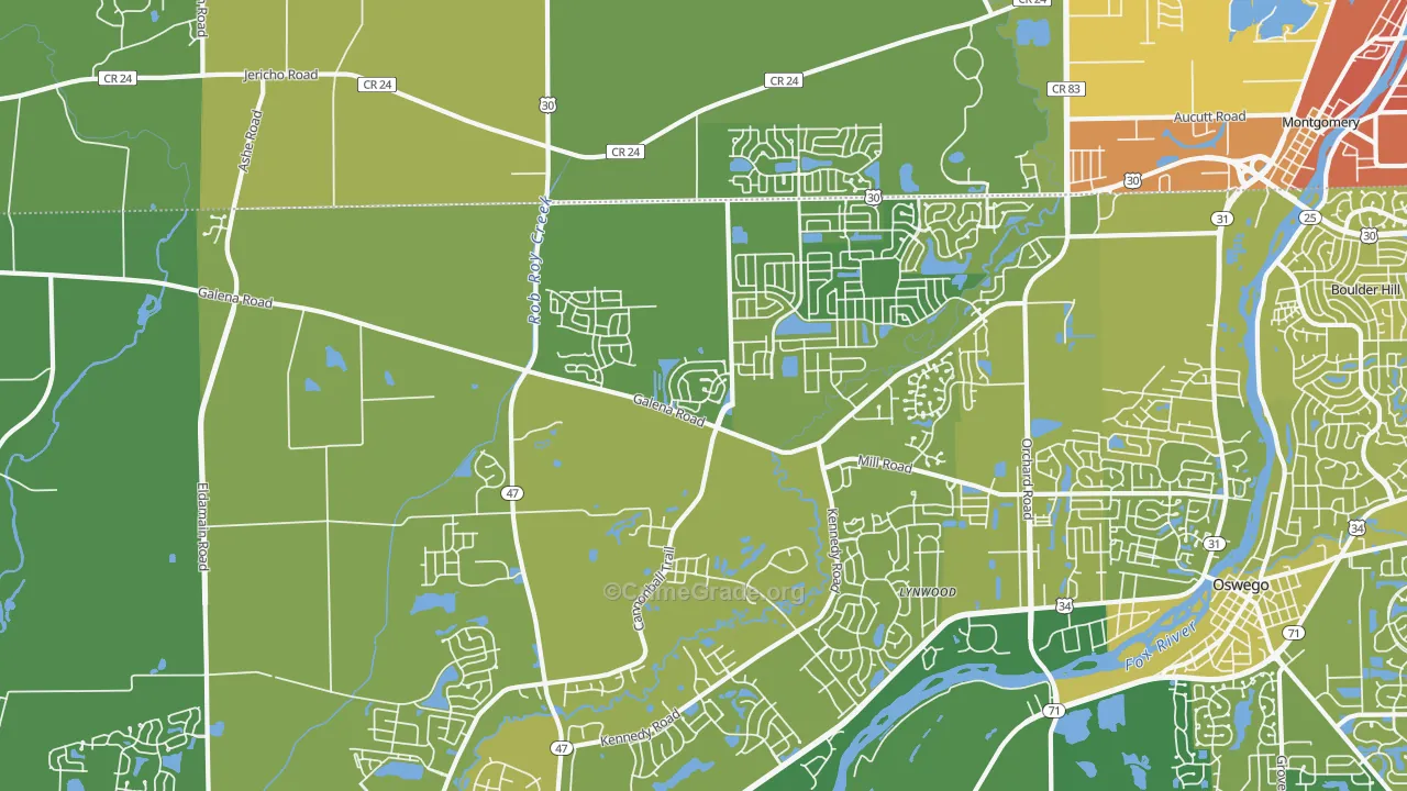 Bristol, IL Map of Vehicle Theft Rates