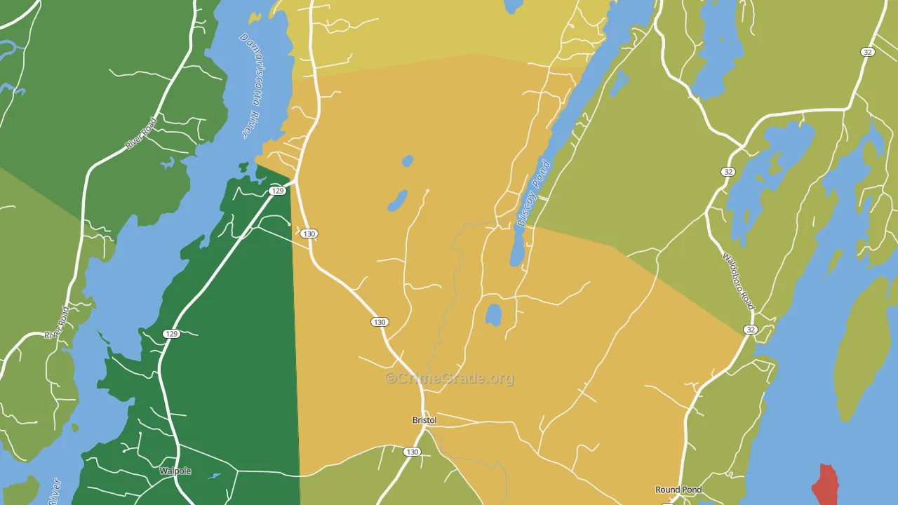 Bristol, ME Map of Vehicle Theft Rates