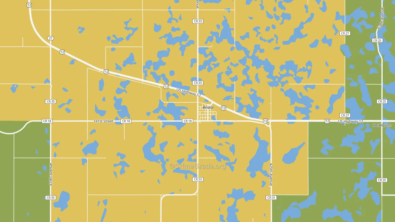 Bristol, SD Map of Vehicle Theft Rates