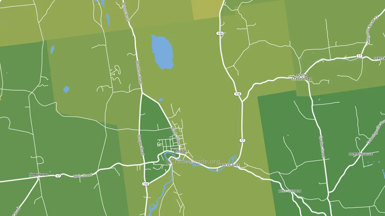 Bristol, VT Map of Vehicle Theft Rates