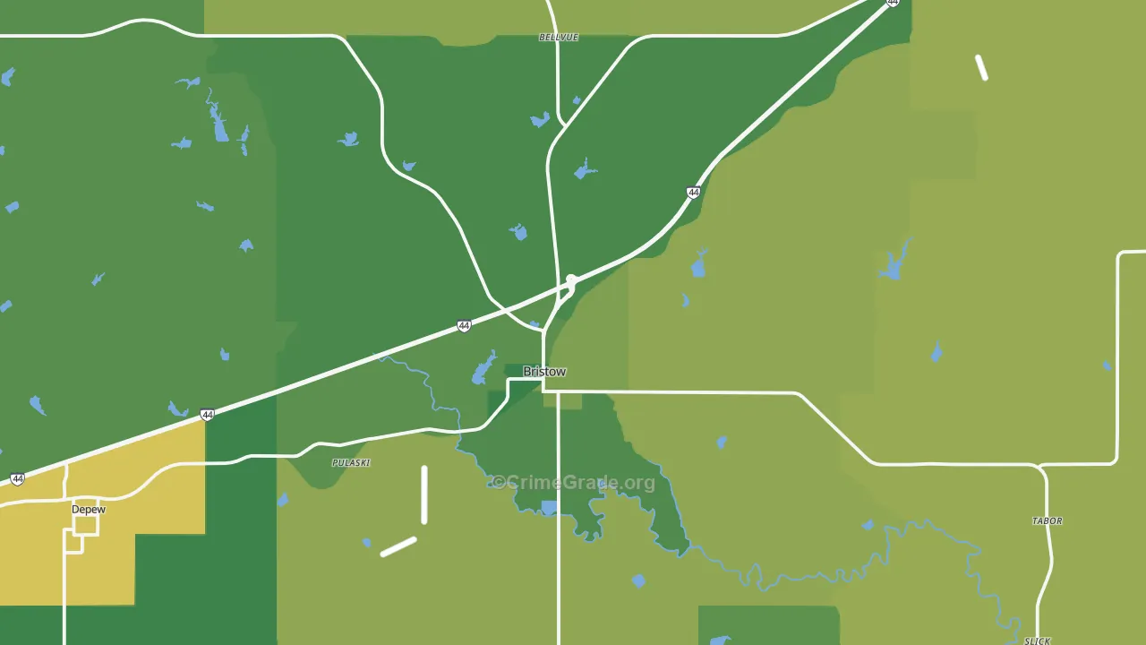 Bristow, OK Map of Vehicle Theft Rates
