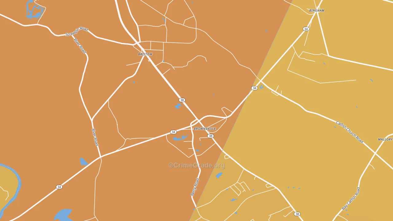 Bristow, SC Map of Vehicle Theft Rates