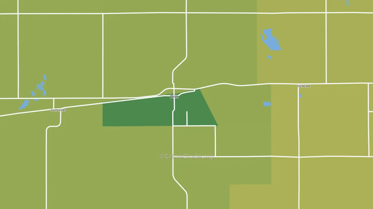 Britt, IA Map of Vehicle Theft Rates